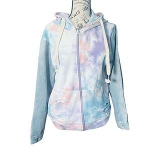 Dance & Marvel Distressed Tie Dye Zip Up Hoodie